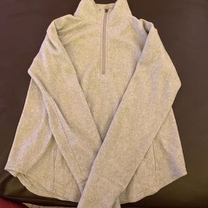 Light gray half zip cozy fleece